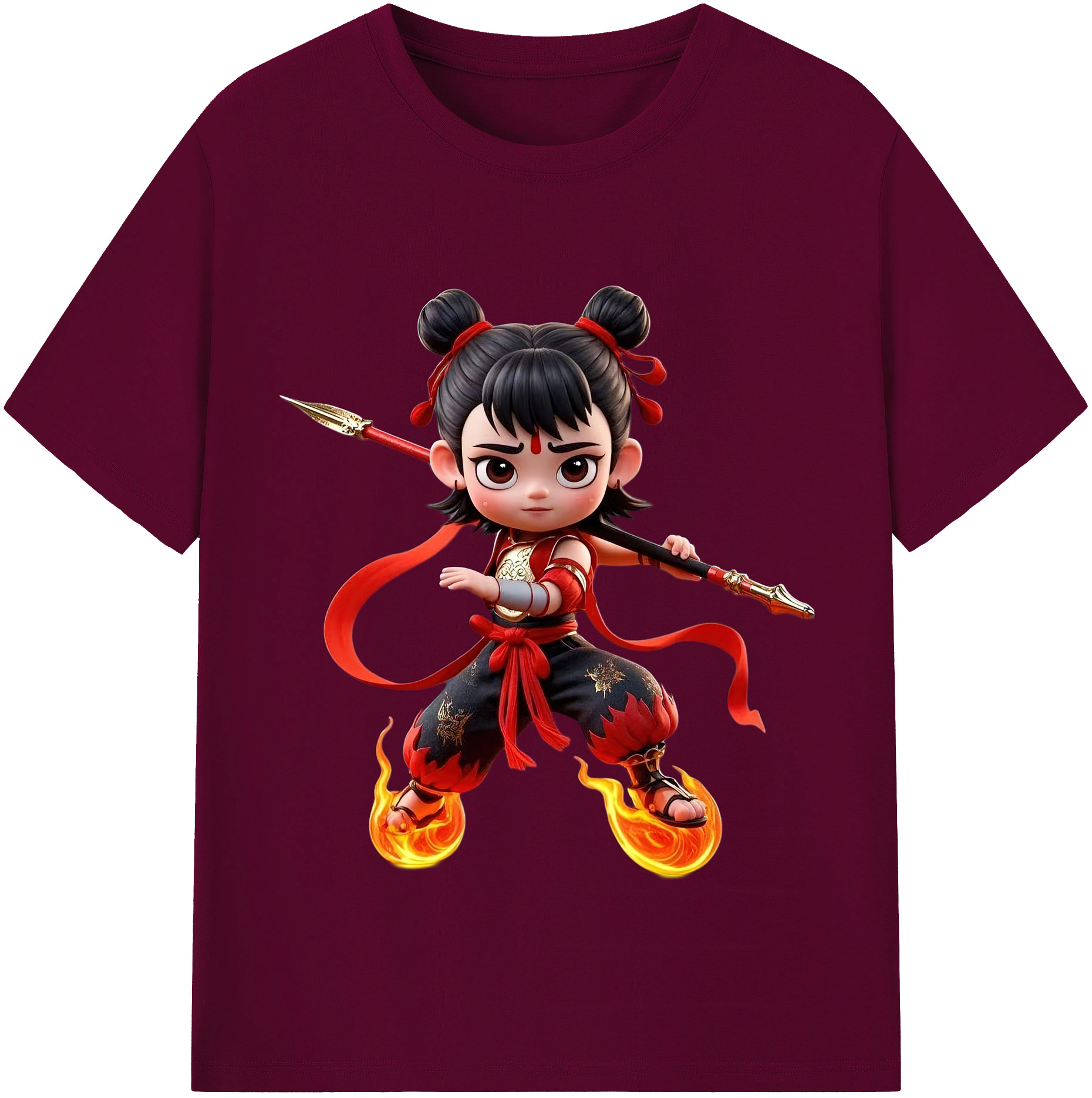 （画像用） Ne Zha 2 ナタ 魔童の大暴れ レディースカジュアルプリントTシャツ（綿100％）